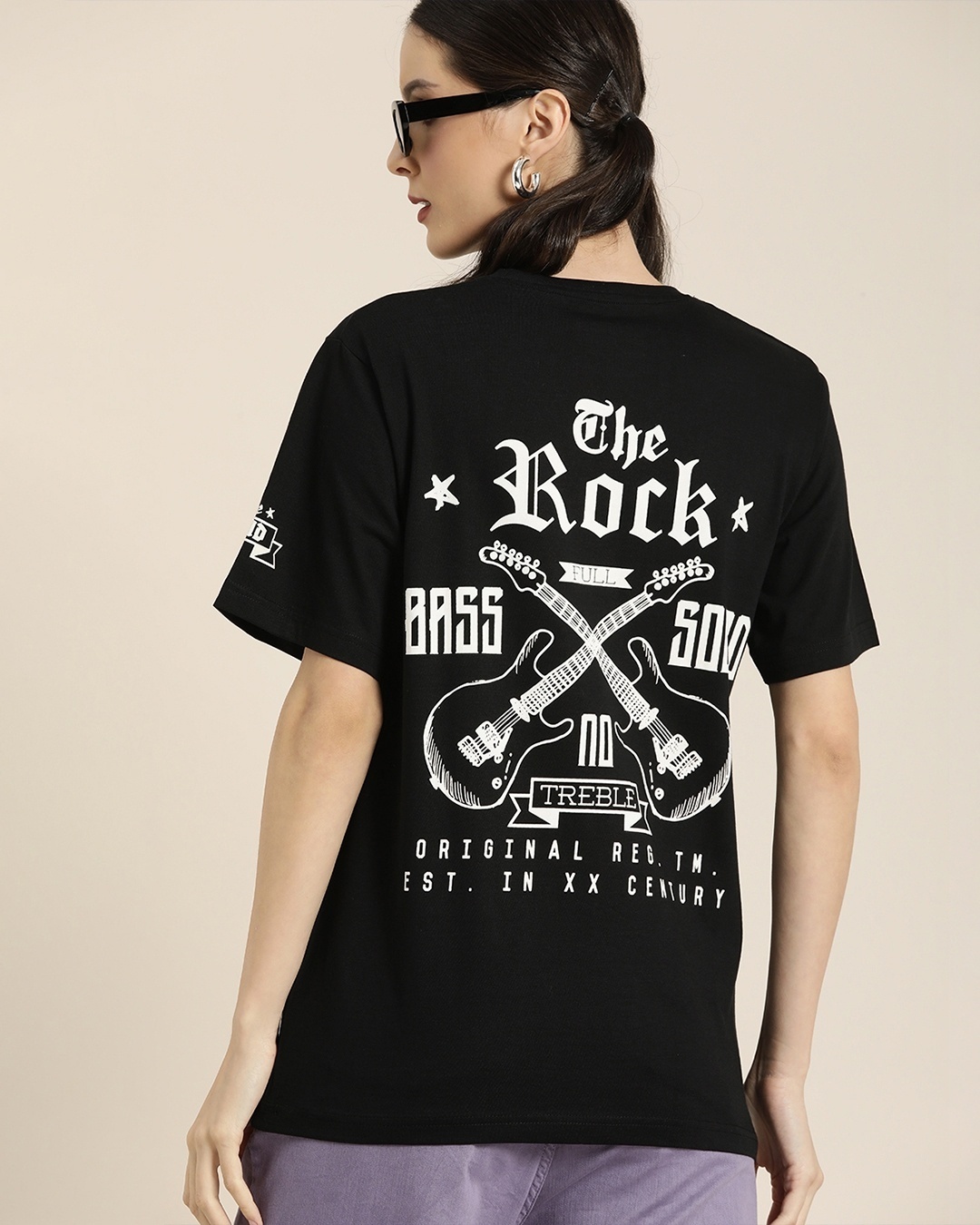 Buy Womens Black Rock Band Typography Back Printed Oversized T Shirt For Women Black Online At 