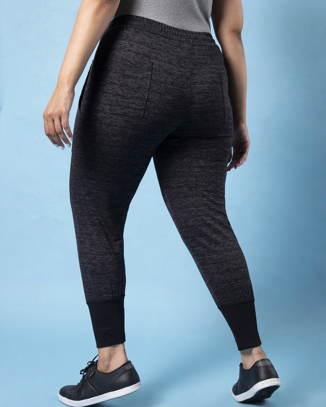 Shop Women's Black Self Design Slim Fit Joggers-Full