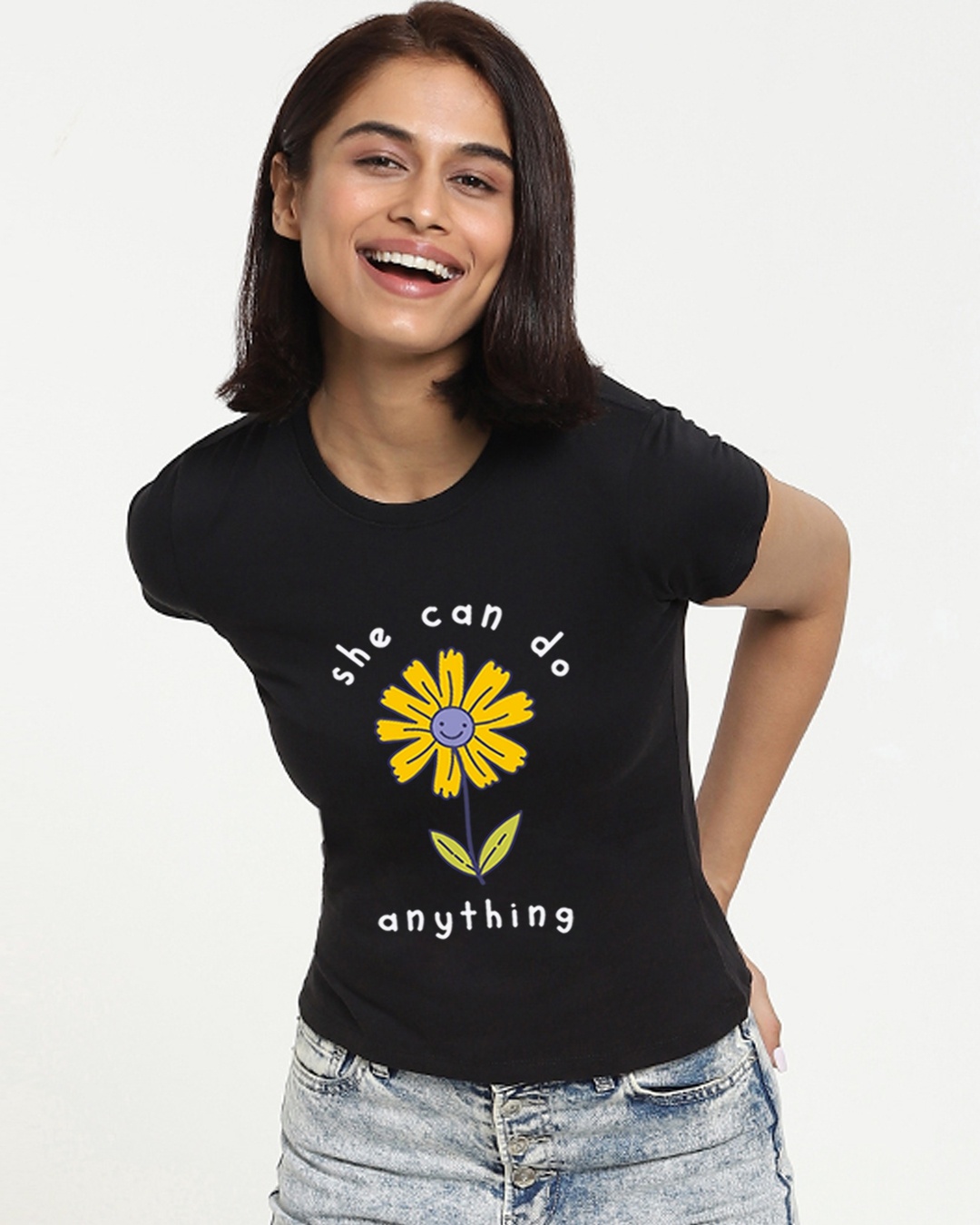 Shop Women's Black She Can Do Anything T-shirt-Front