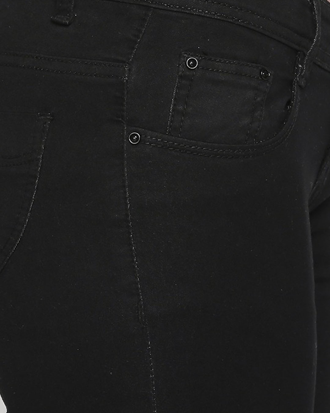 Shop Women's Black Slim Fit Mid Rise Clean Look Stretchable Jeans