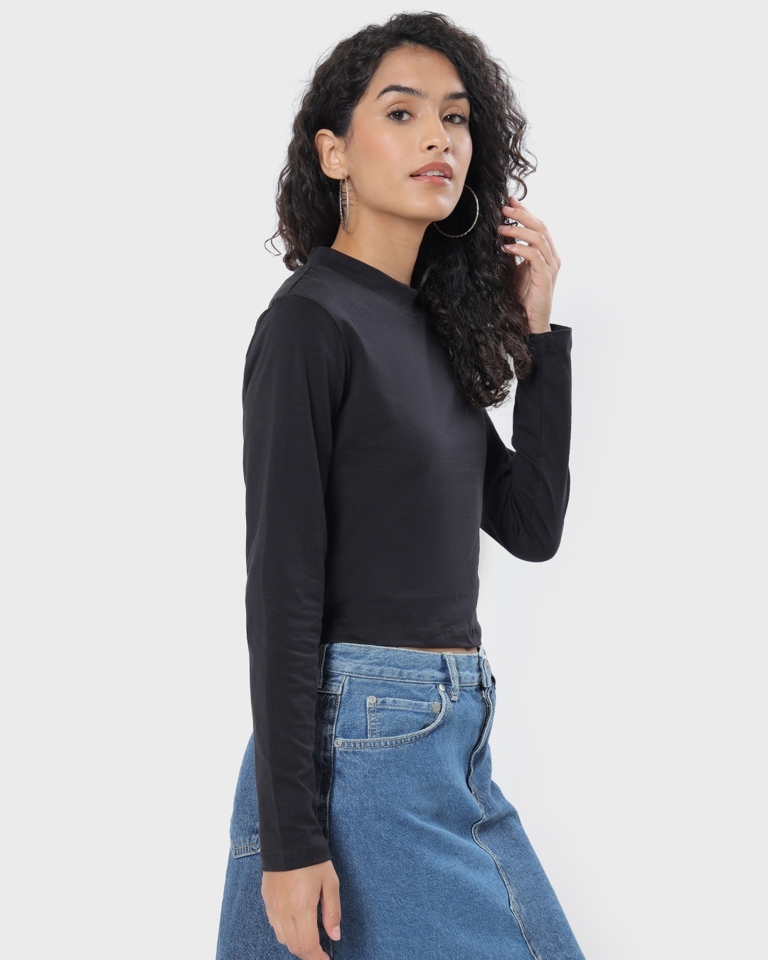 Shop Women's Black Slim Fit Snug Top-Back