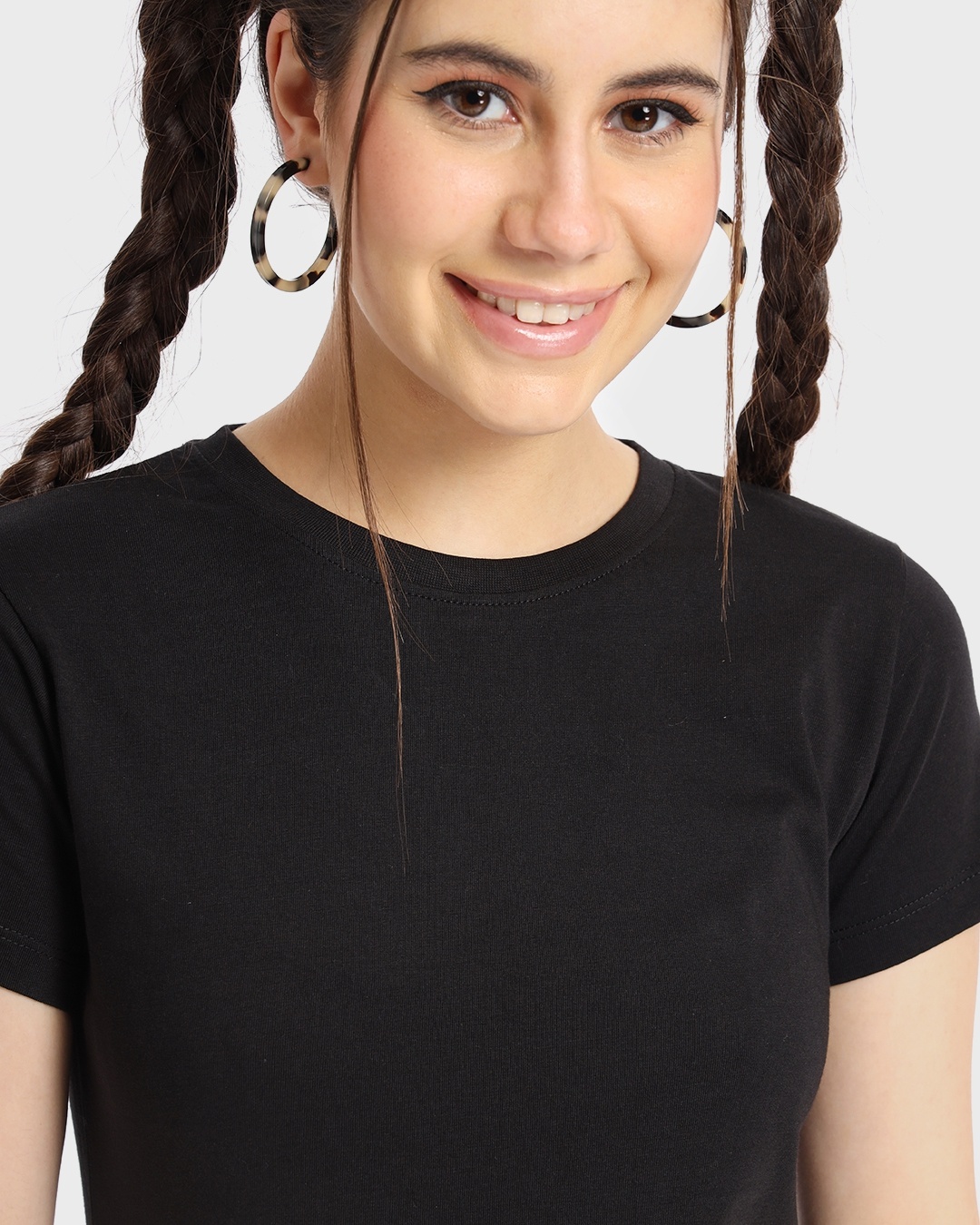 Buy Women's Black Slim Fit Tshirt for Women black Online at Bewakoof