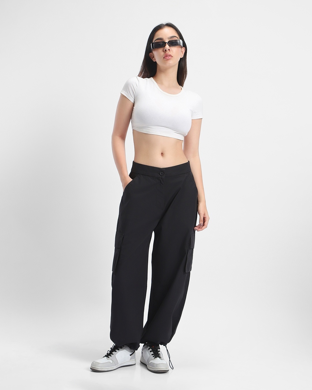 Women's Black Shirt and Cargo Pants Set - Black Punk Cargo Pants 2 PC SET –  Moda Xpress