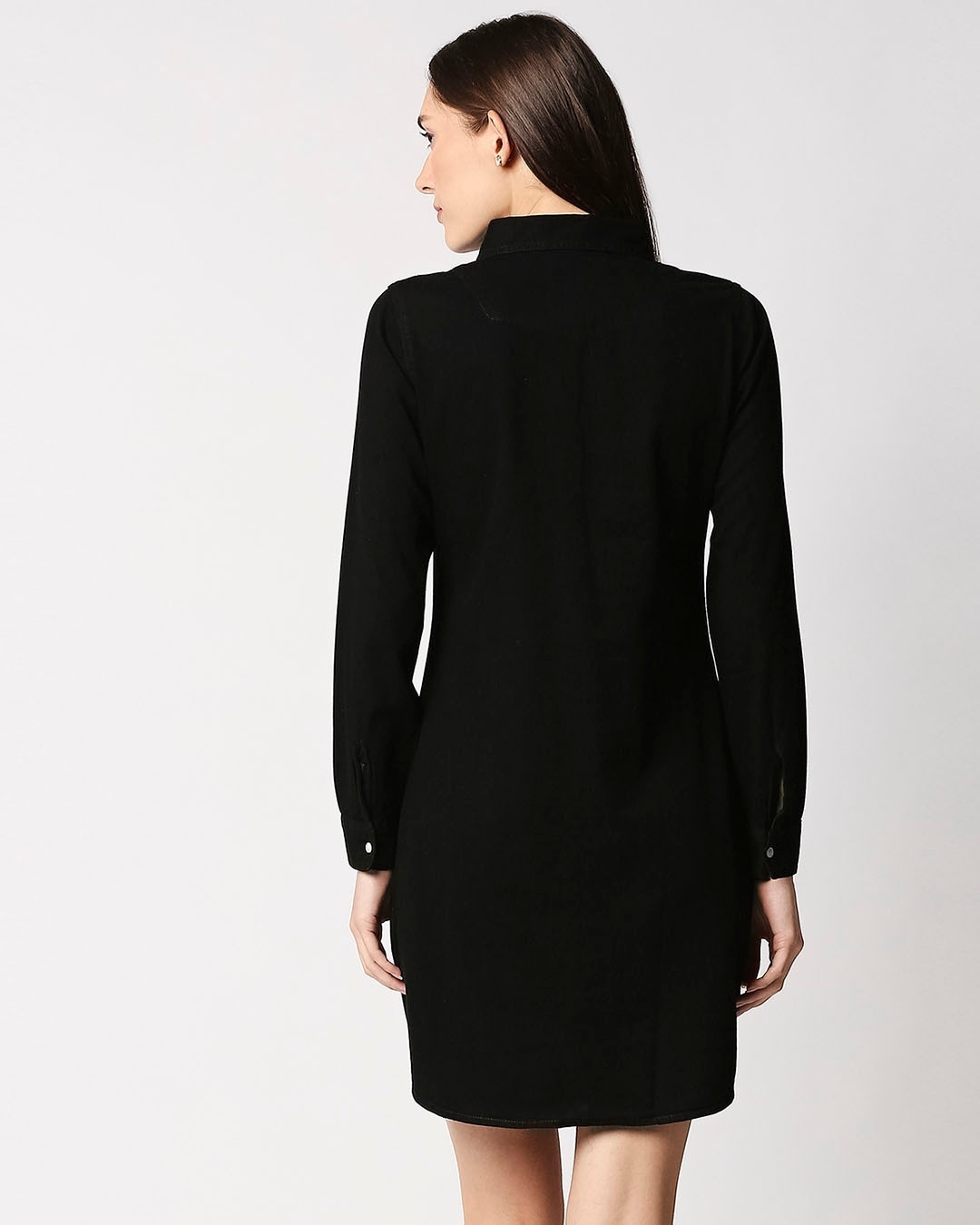 Shop Women's Black Solid Shirt Dress-Design