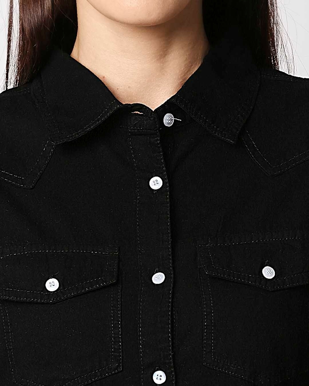 Shop Women's Black Solid Shirt Dress