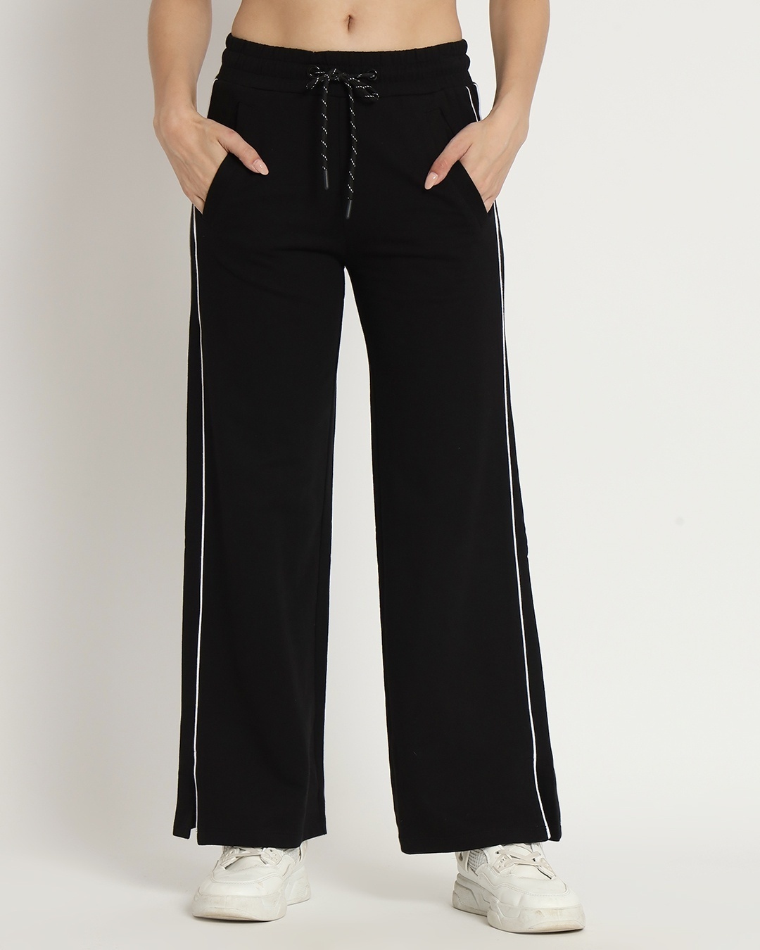 Olivia Mark – High Rise Straight Leg Womens Black Solid Patchwork Casual  Pants in 2024 | High waisted, Straight cut pants, Straight leg pants