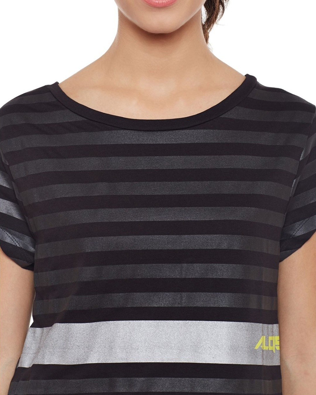 Shop Women's Black Striped Slim Fit T-shirt