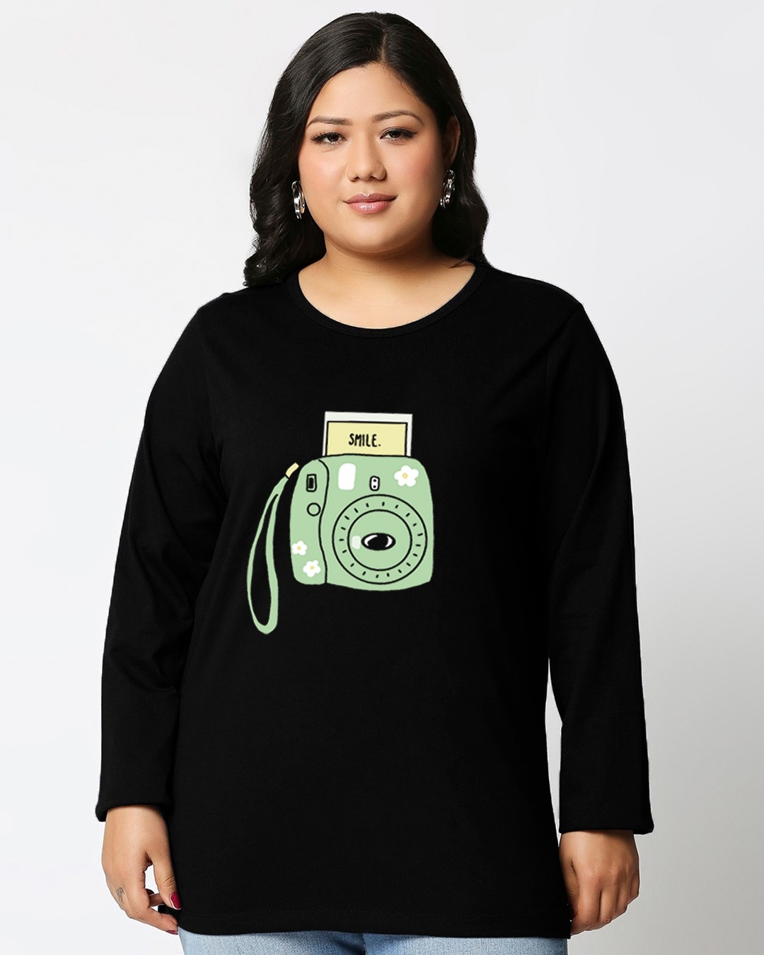 Shop Women's Black Sweet Memories Graphic Printed Plus Size Slim Fit T-shirt-Front
