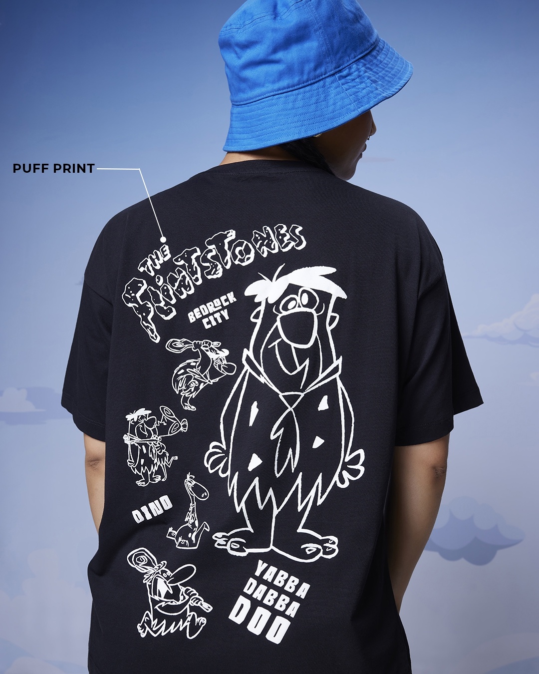 Vintage Rare 1991 Black Flintstones Graphic Print T-Shirt M