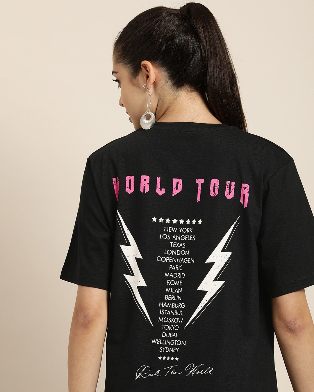 Buy Womens Black Typography Back Printed Oversized T Shirt Online At Bewakoof 