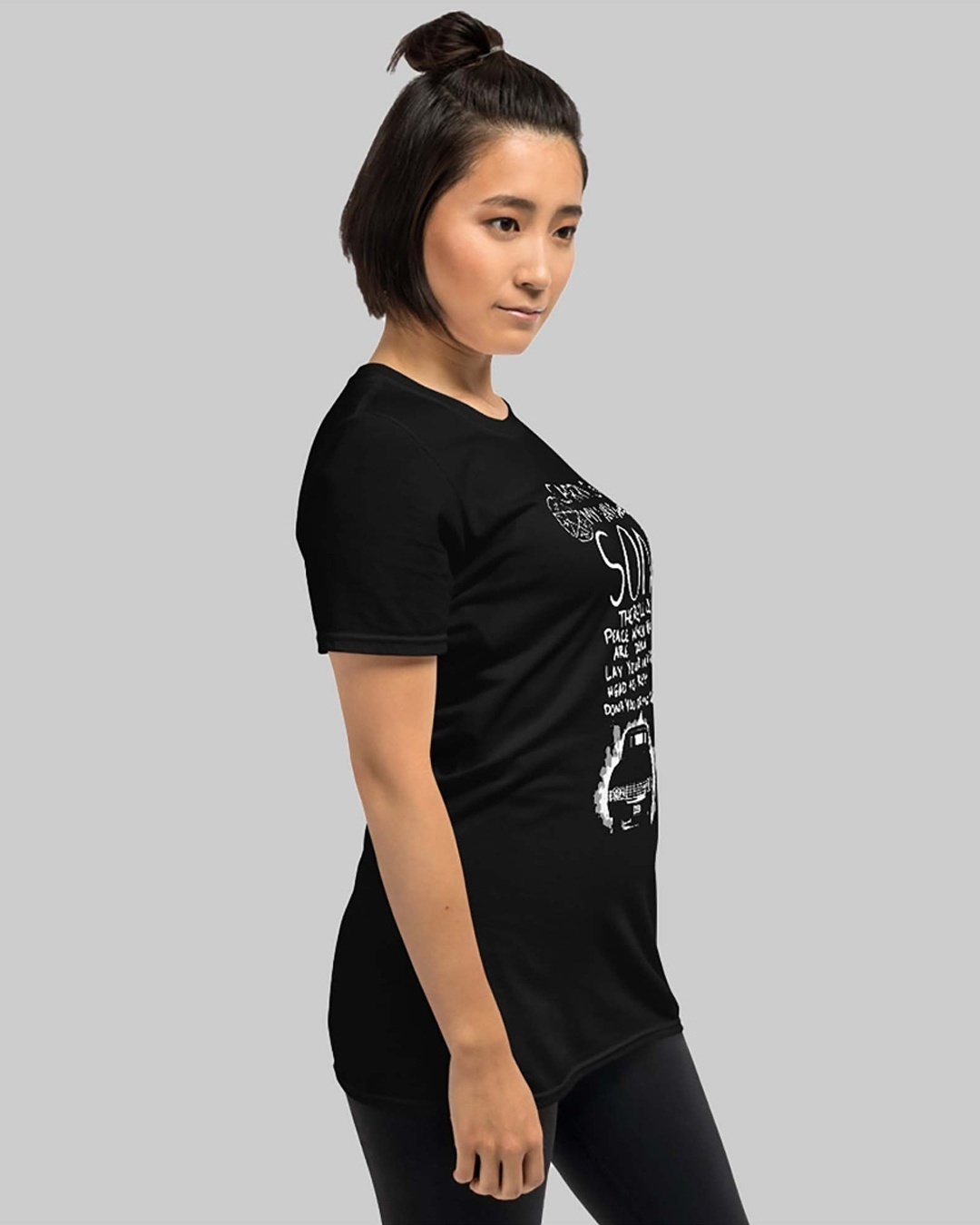 Shop Women's Black Typography Loose Fit T-shirt-Back