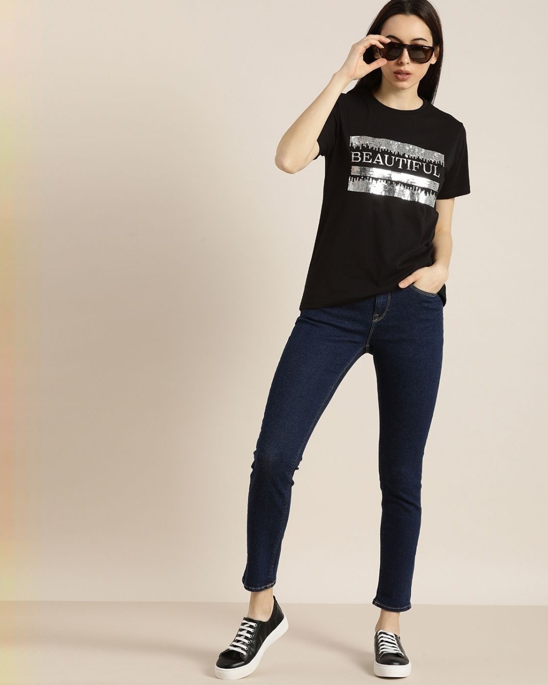 Buy Women's Black Typography T-shirt for Women Black Online at Bewakoof