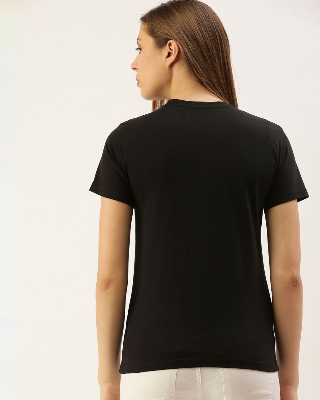 Shop Women's Black Typography T-shirt-Back