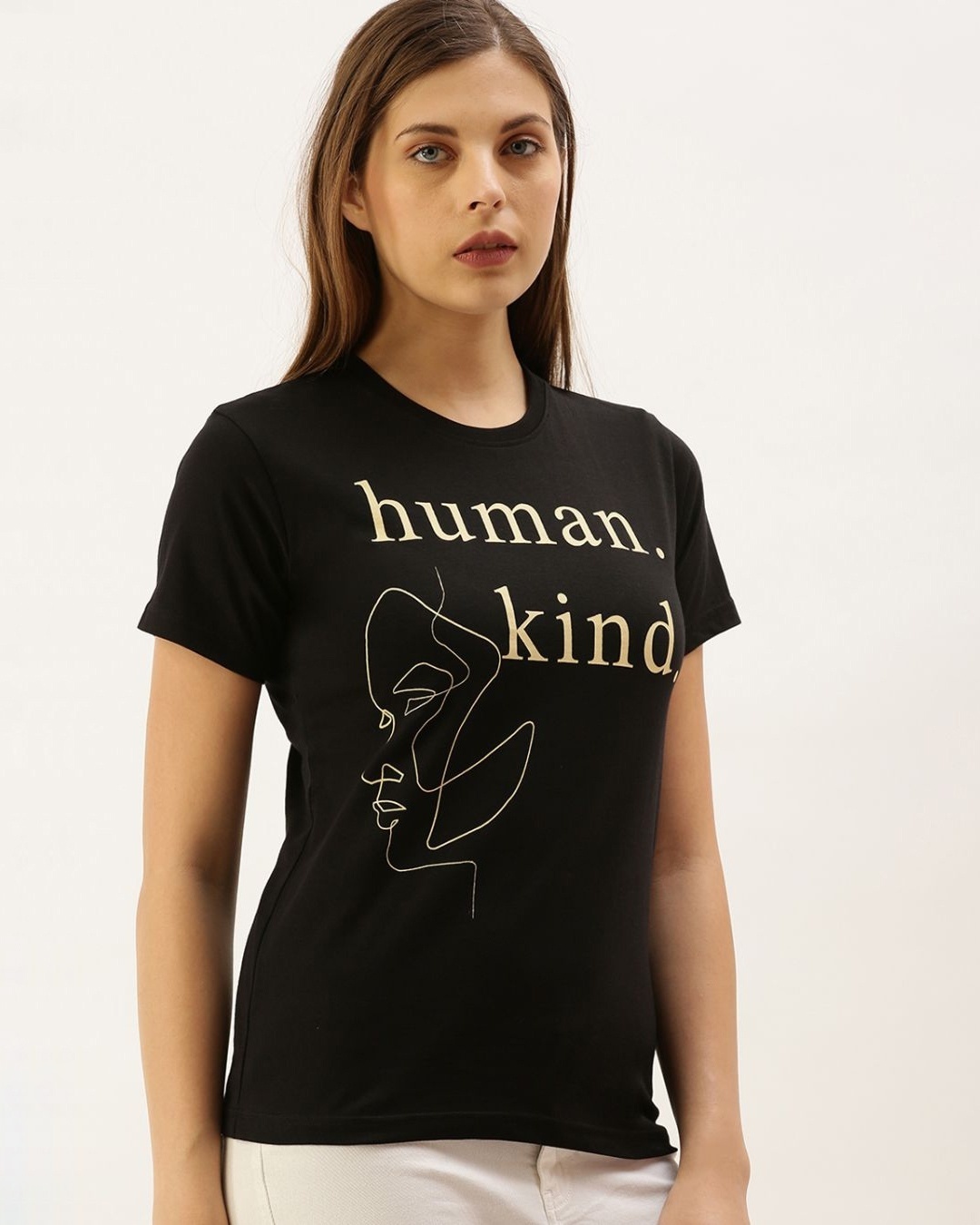 Shop Women's Black Typography T-shirt-Design