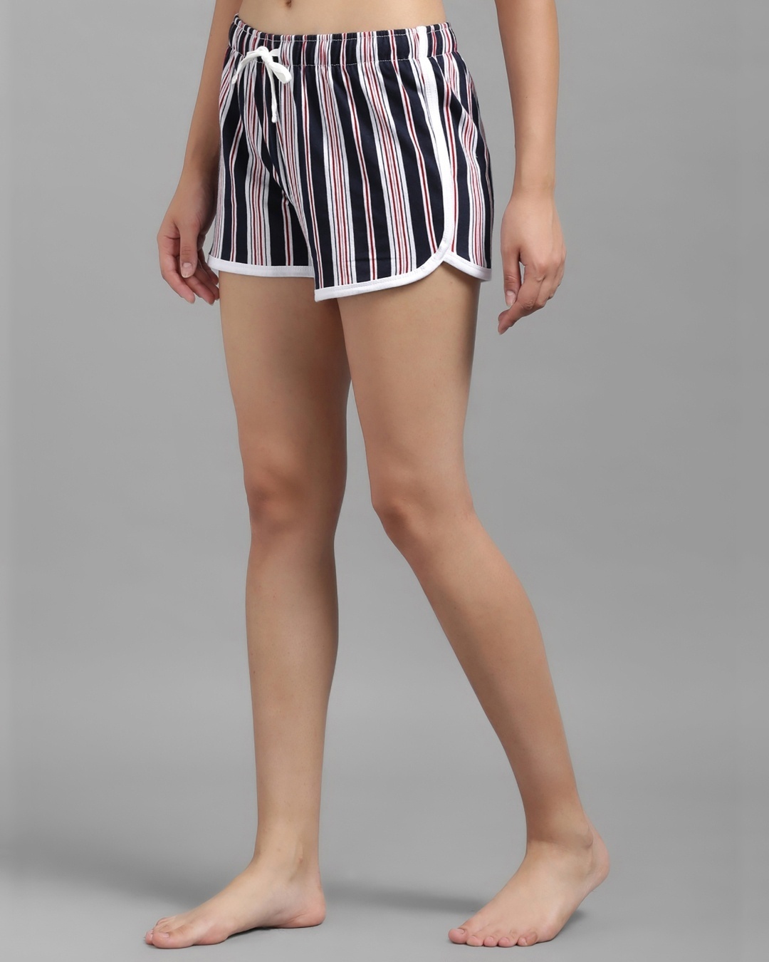 Shop Women's Black & White Striped Lounge Shorts-Back