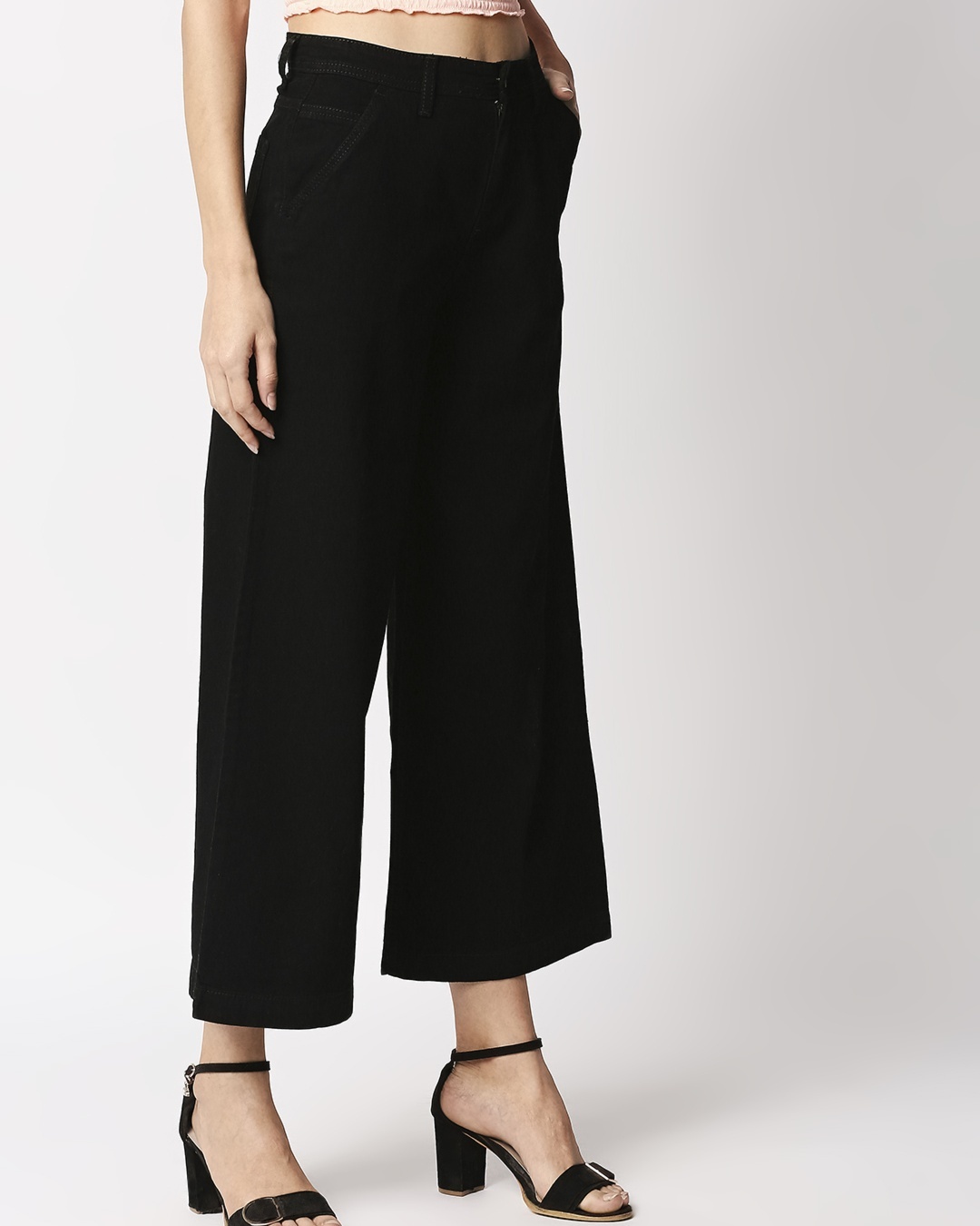 black wide leg high rise jeans