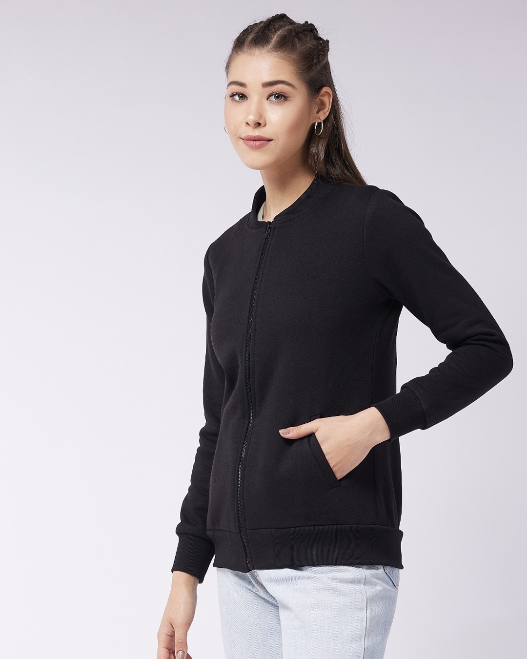 Buy Women's Black Wind Bomber Jacket for Women Black Online at Bewakoof