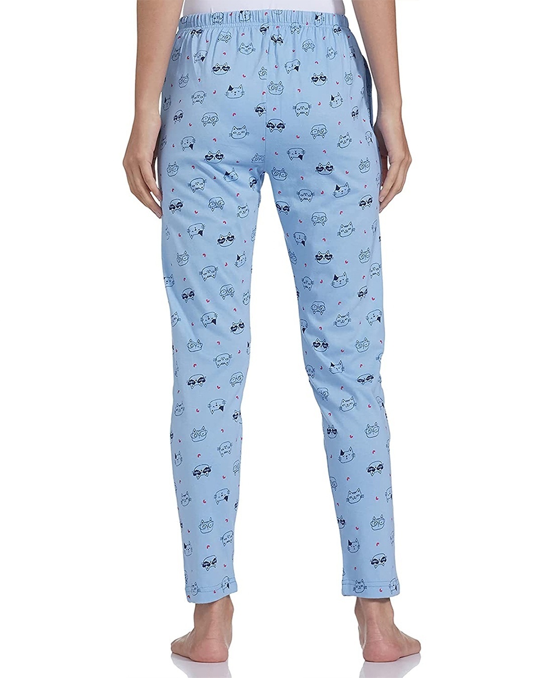 Shop Women's Blue All Over Cat Printed Cotton Pyjamas-Design