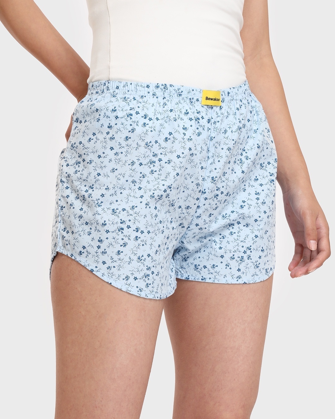 Shop Women's Blue All Over Floral Printed Boxers-Front