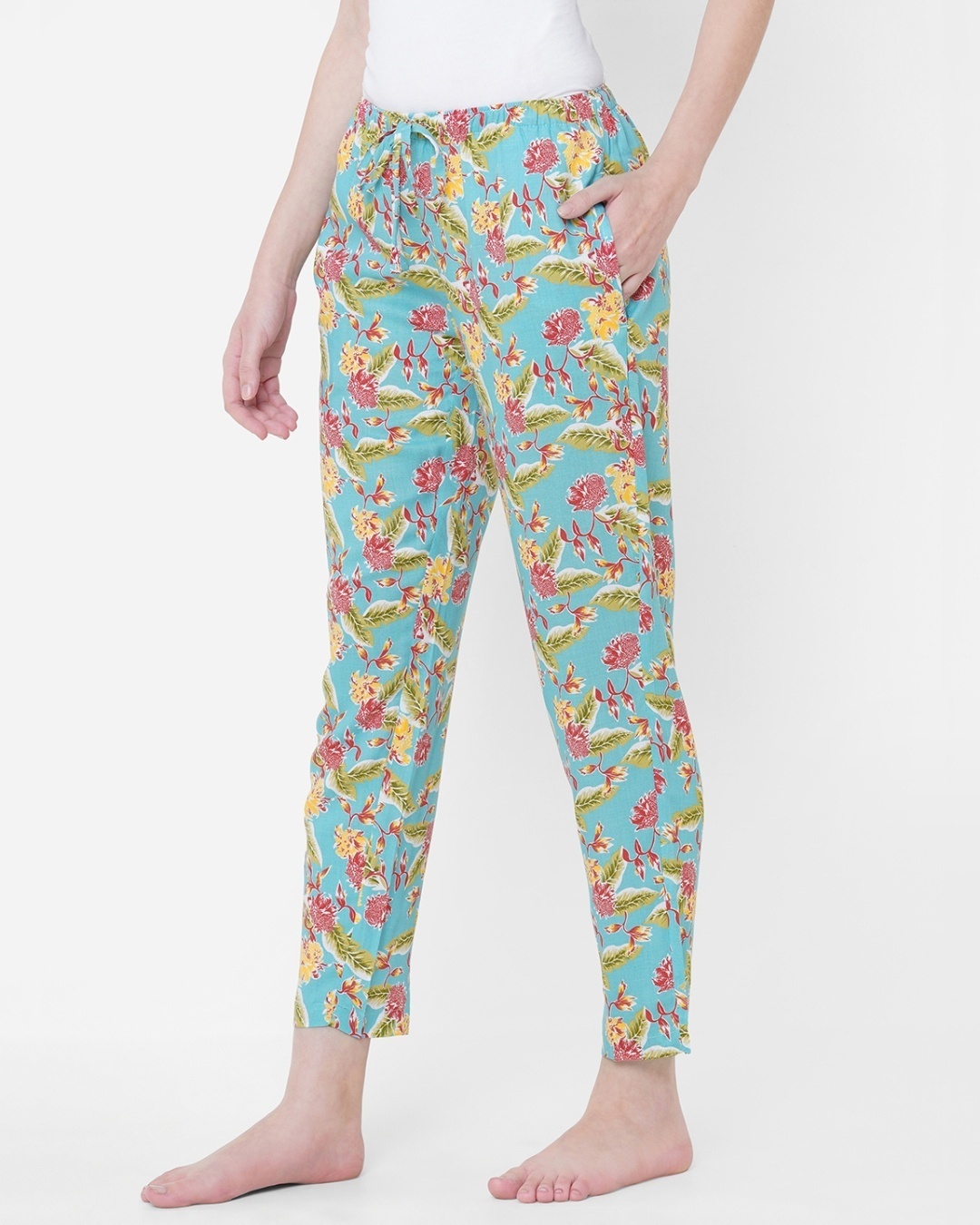 Shop Women's Blue All Over Floral Printed Lounge Pants-Back