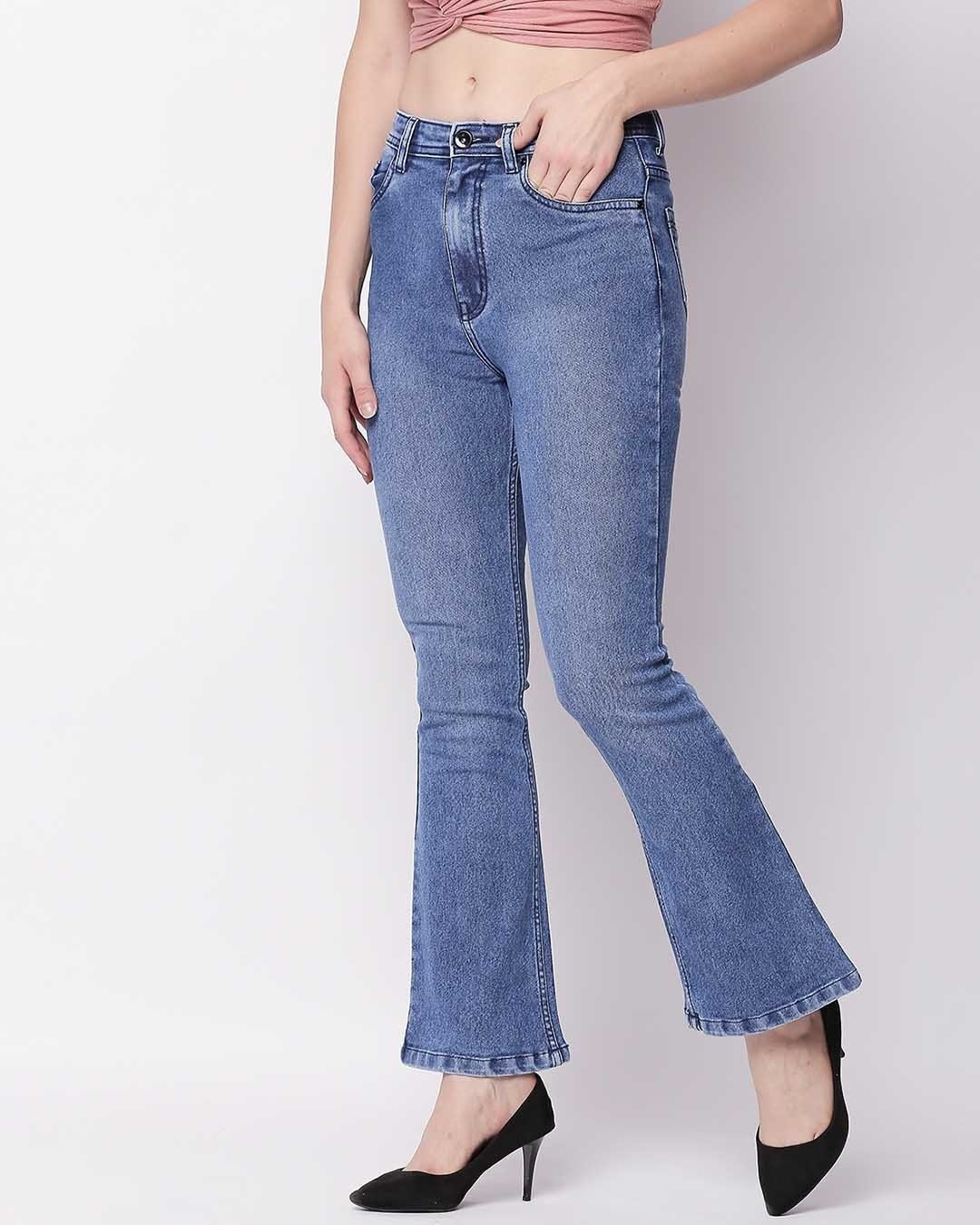 Shop Women's Blue Bootcut High Rise Clean Look Stretchable Jeans-Design