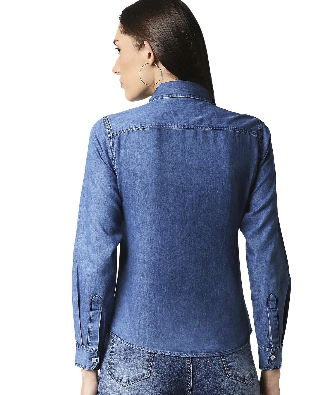 Buy Women's Blue Denim Shirt for Women Blue Online at Bewakoof