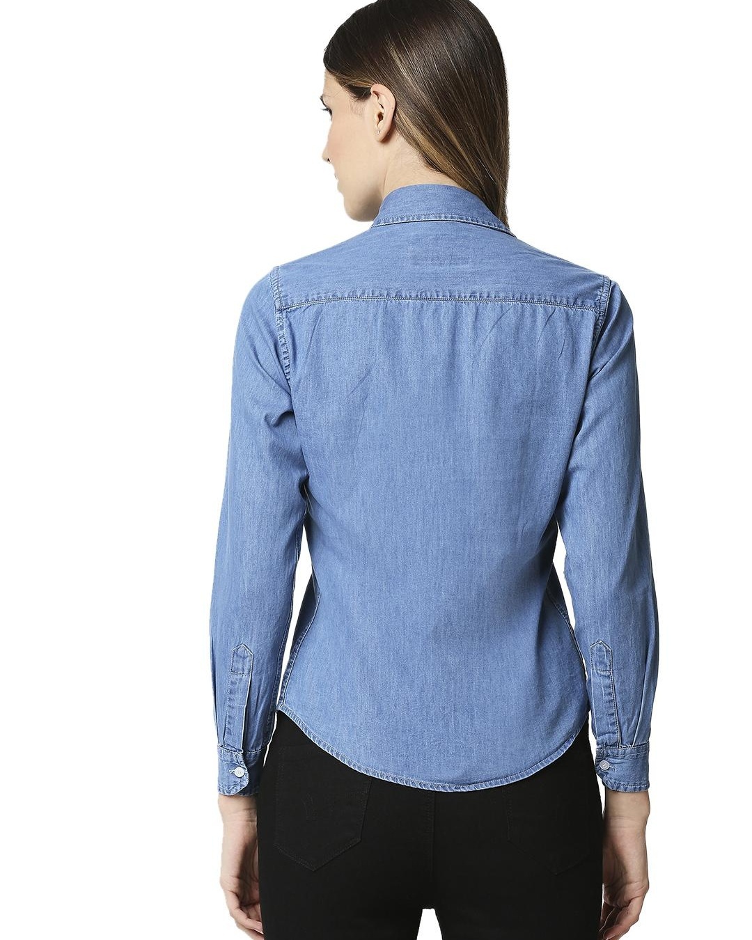 Buy Women's Blue Denim Shirt For Women Blue Online At Bewakoof