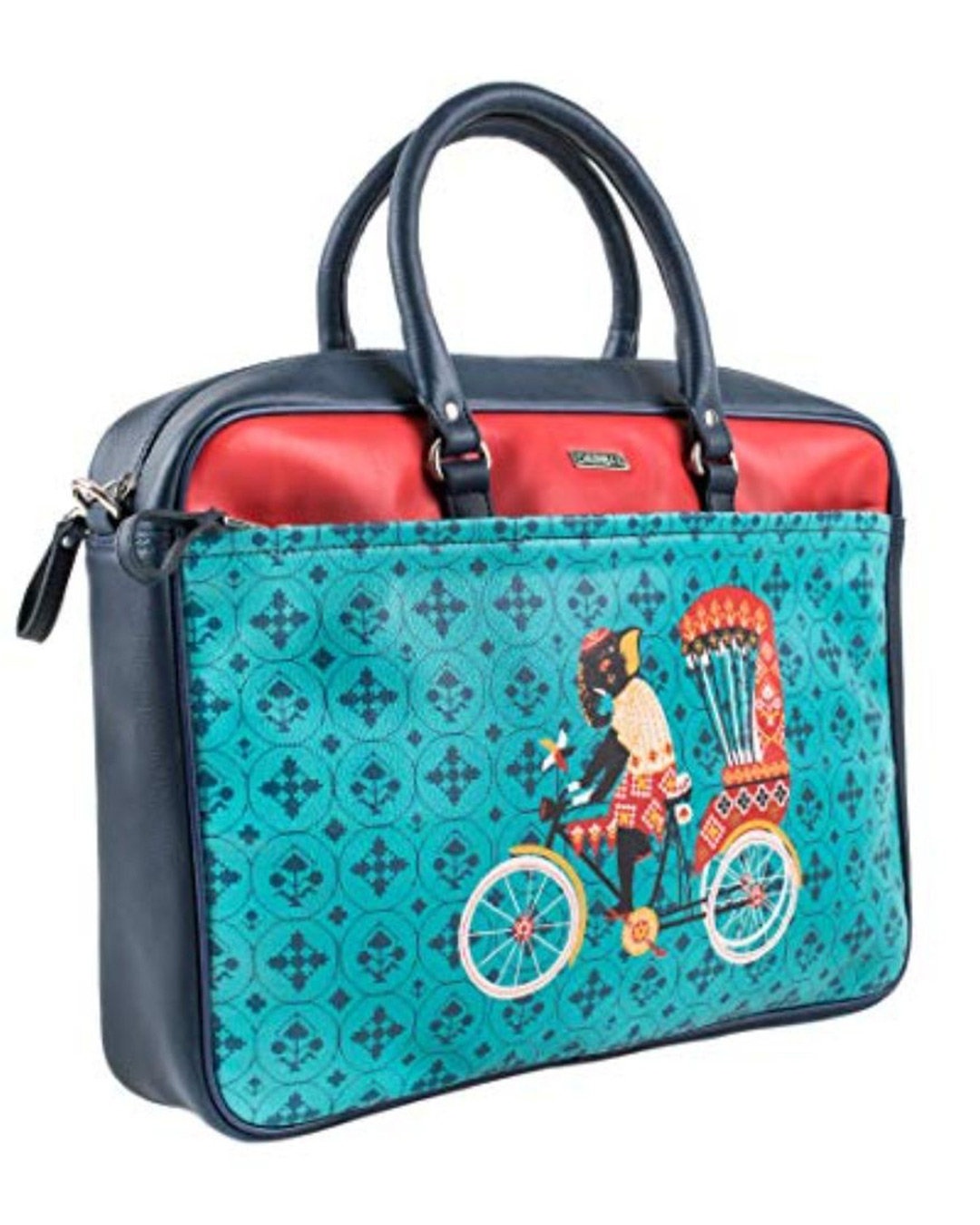 Shop Women's Blue Elephant On Rickshaw Laptop Bag-Design