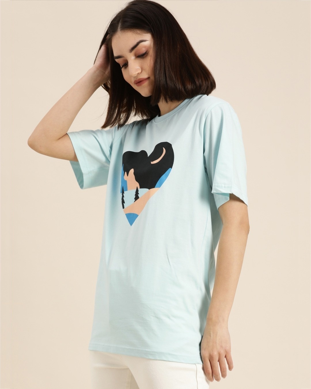 Buy Women's Blue Graphic Print Oversized T-shirt for Women Blue Online ...