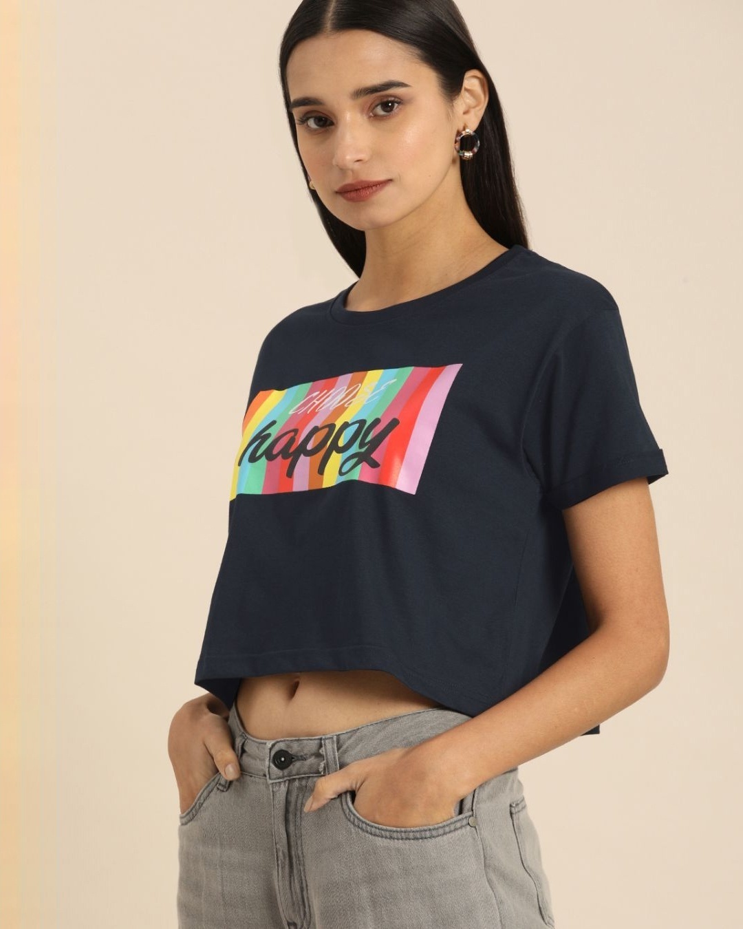 Shop Women's Blue Graphic Print T-shirt-Design