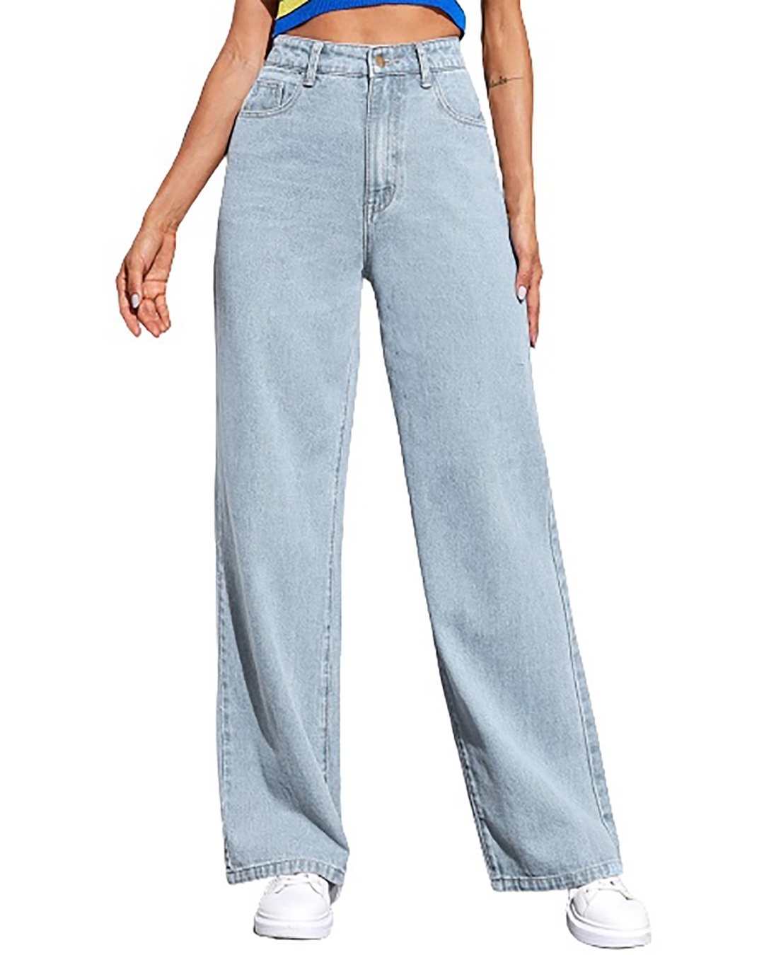 Shop Women's Blue High Loose Fit Rise Jeans-Front