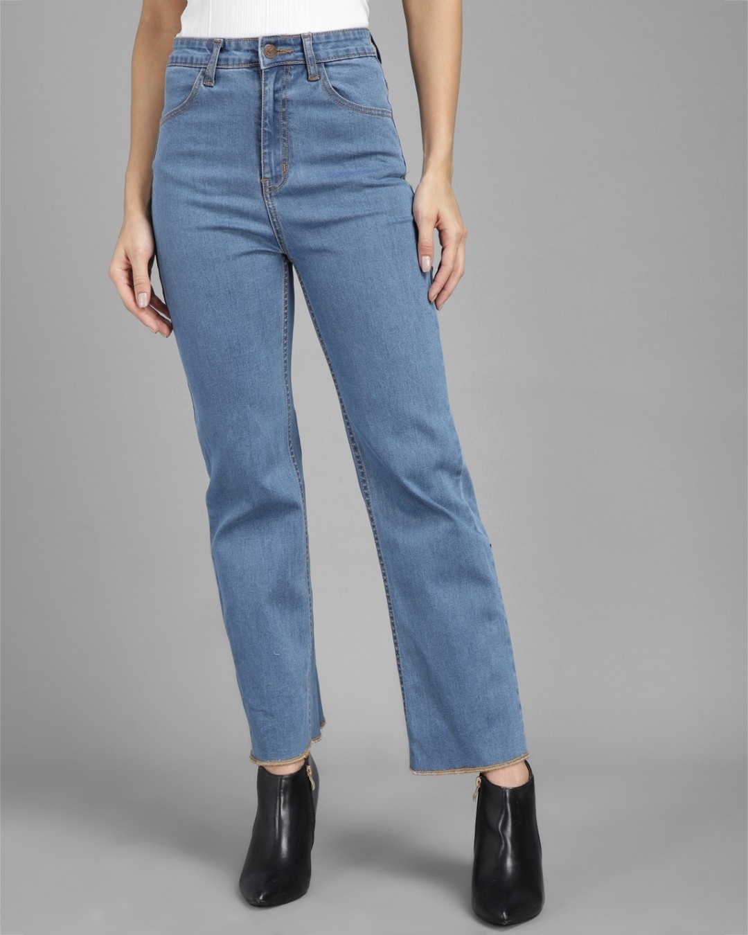 Shop Women's Blue High Rise Flared Jeans-Front