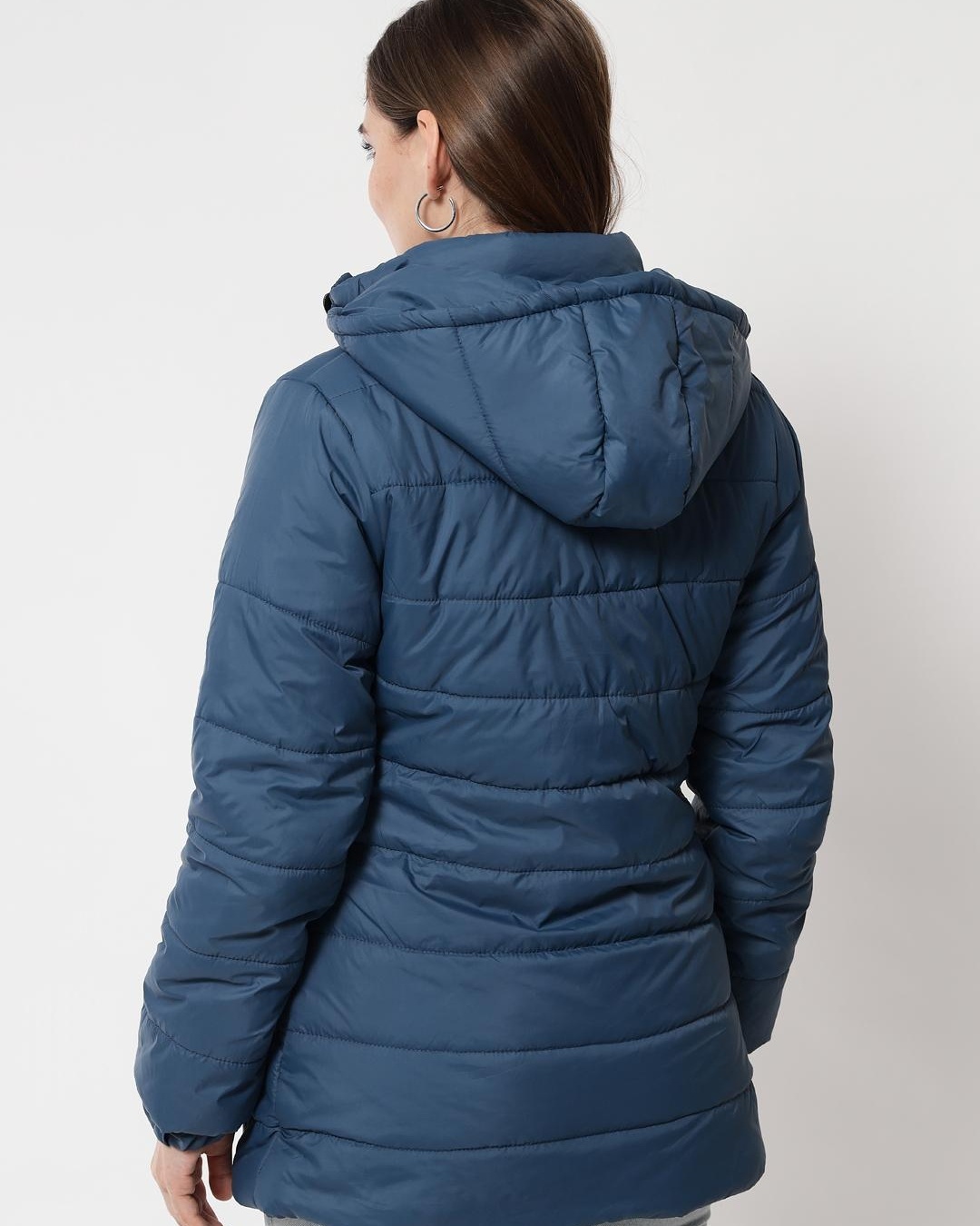 Buy Women's Blue Hooded Puffer Jacket for Women Blue Online at Bewakoof