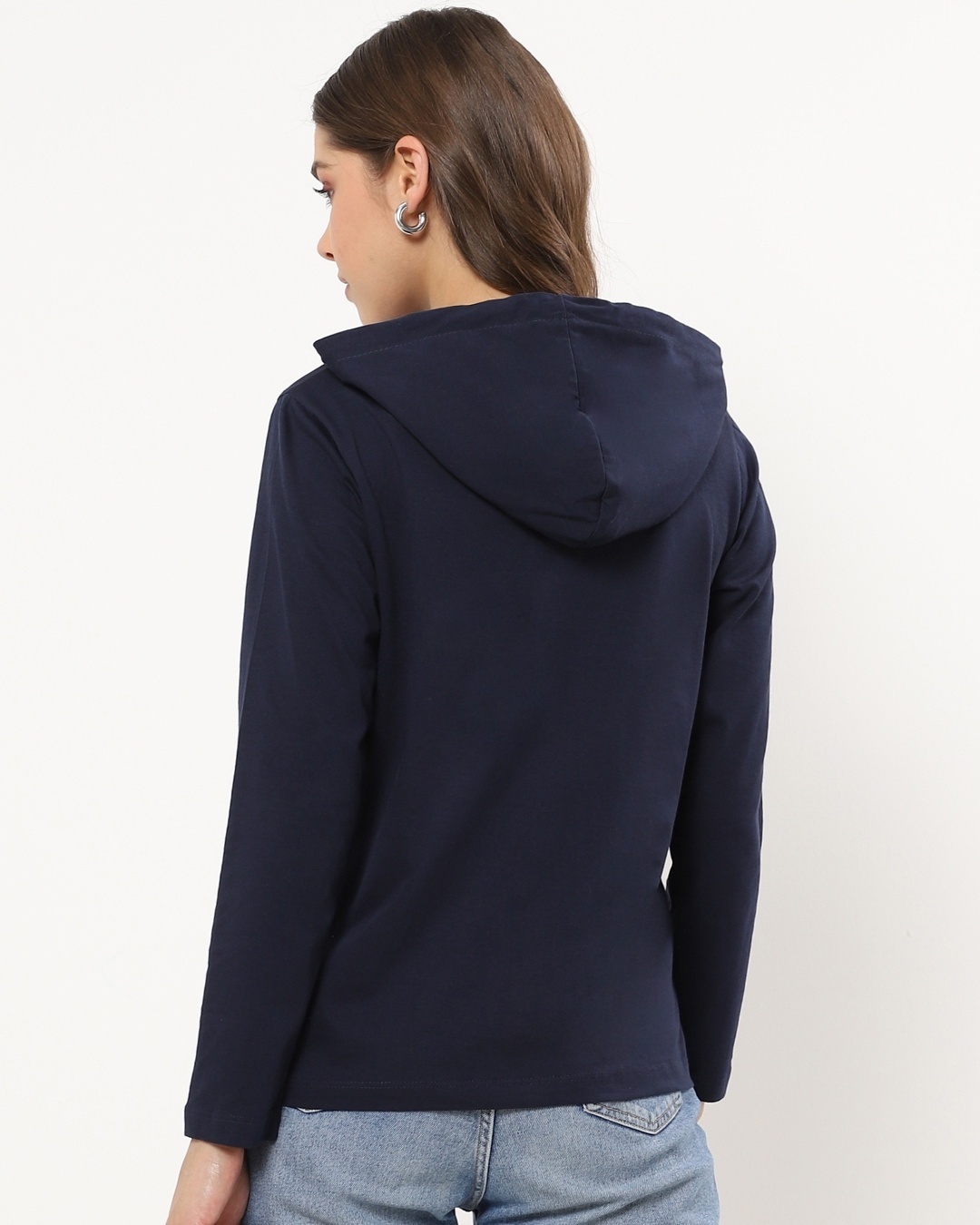 Shop Women's Blue Hoodie T-shirt-Full