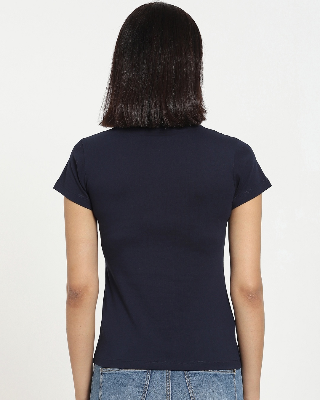 Shop Women's  Blue Perfect Flower Slim Fit T-shirt-Back