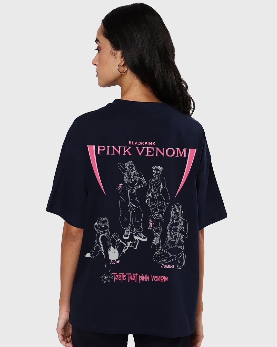 Shop Women's Blue Pink Venom Graphic Printed Oversized T-shirt-Design
