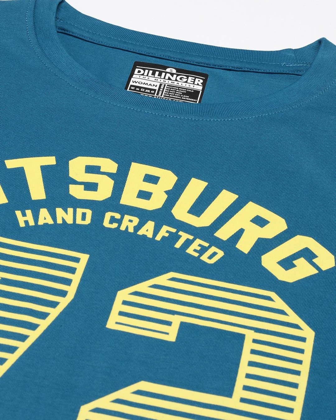 Shop Women's Blue Pitsburg Typography Oversized T-shirt
