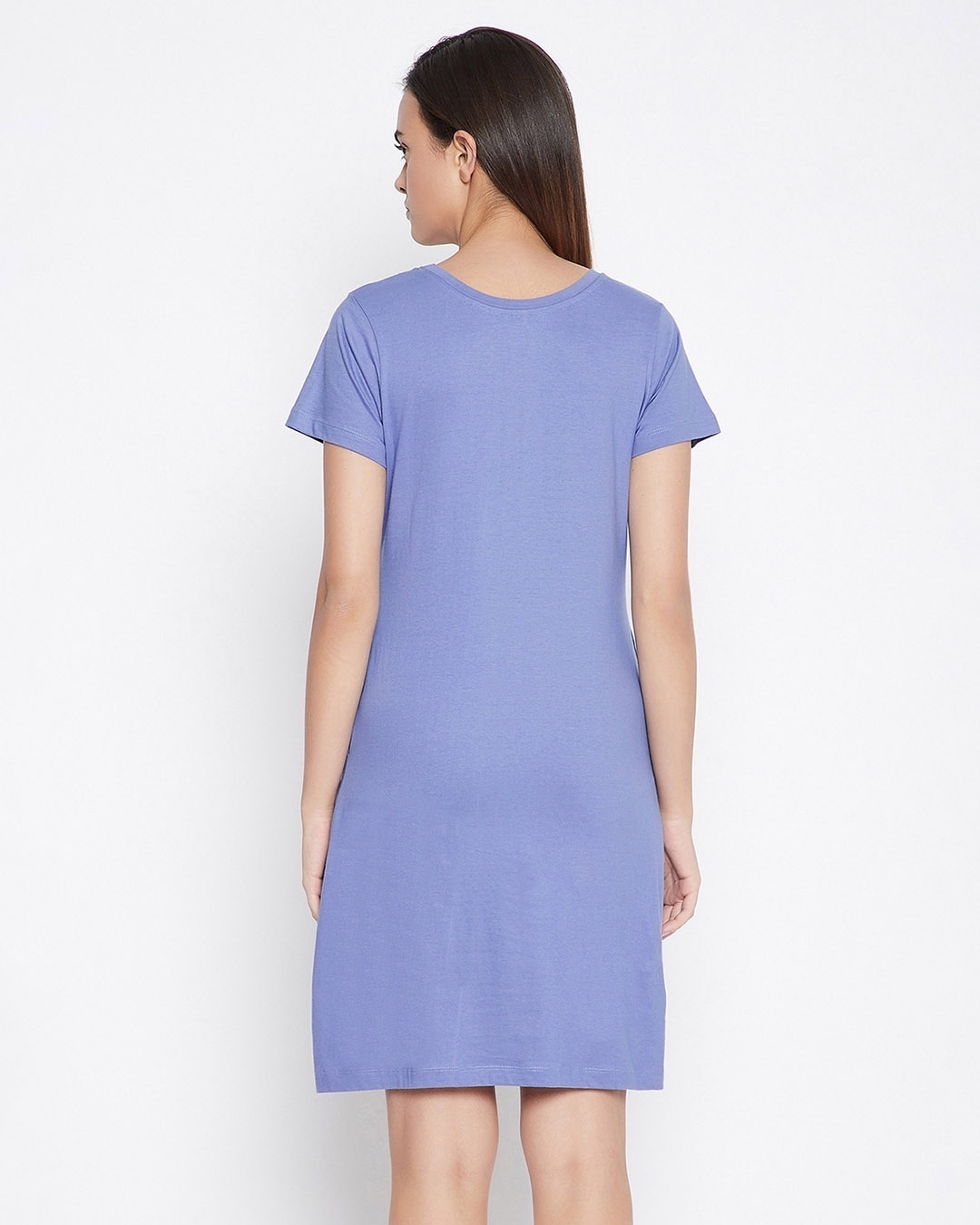 Shop Women's Blue Printed Round Neck Dress-Back