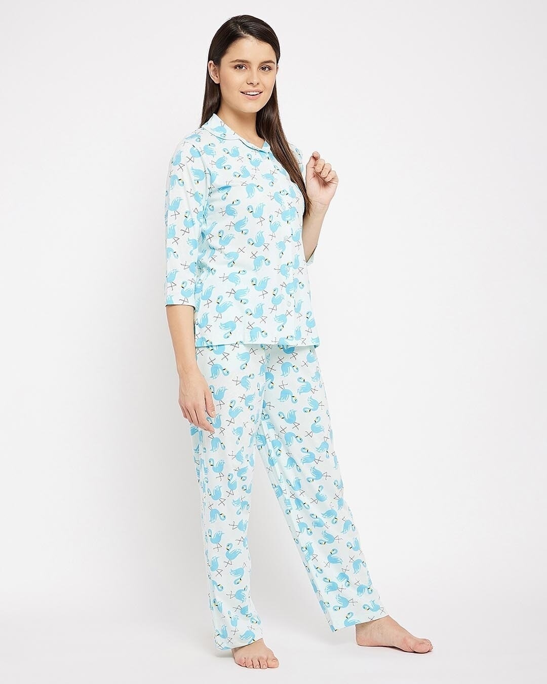 Shop Women's Blue Printed Top & Pyjama Set (Pack of 2)