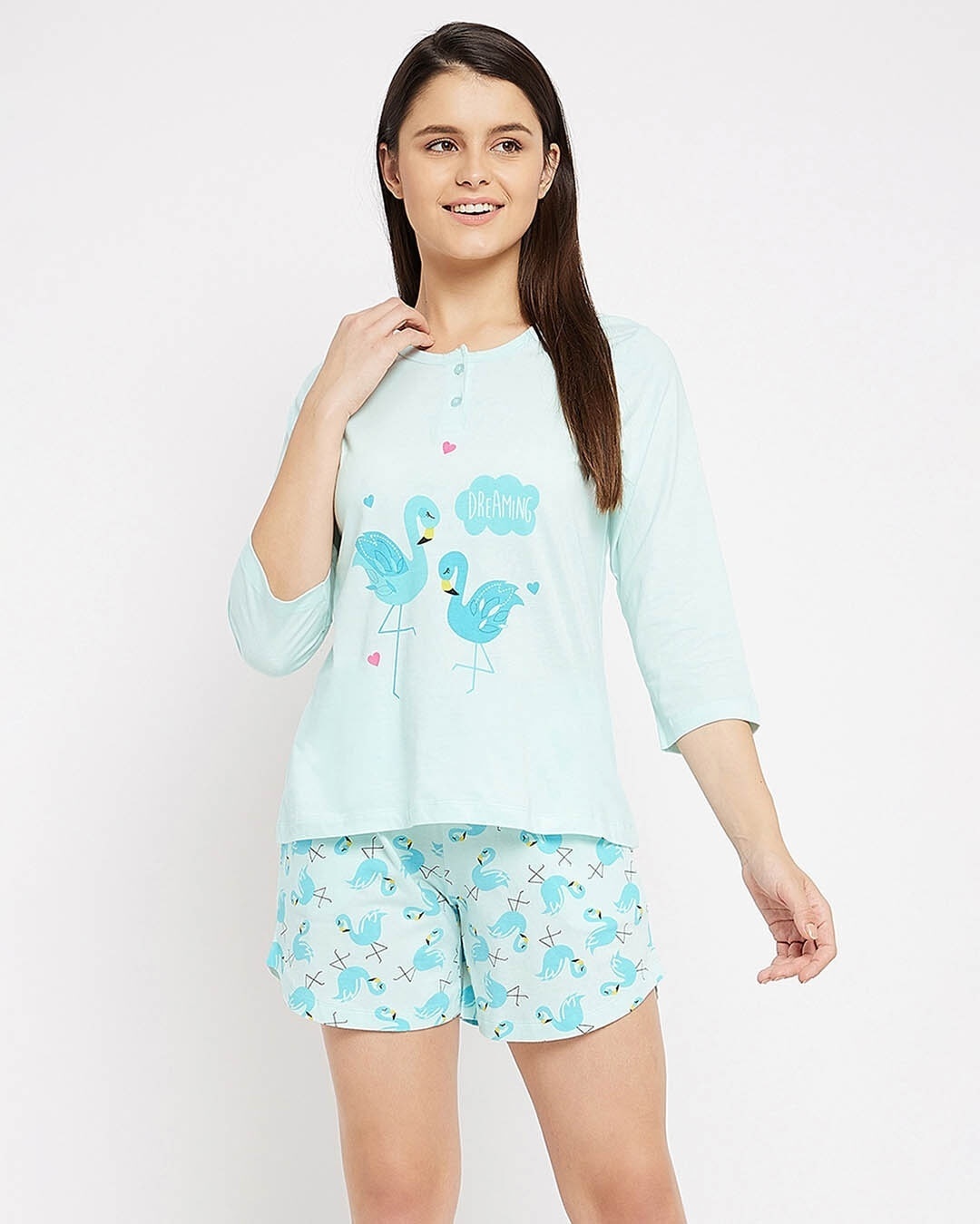 Shop Women's Blue Printed Top & Shorts Set (Pack of 2)