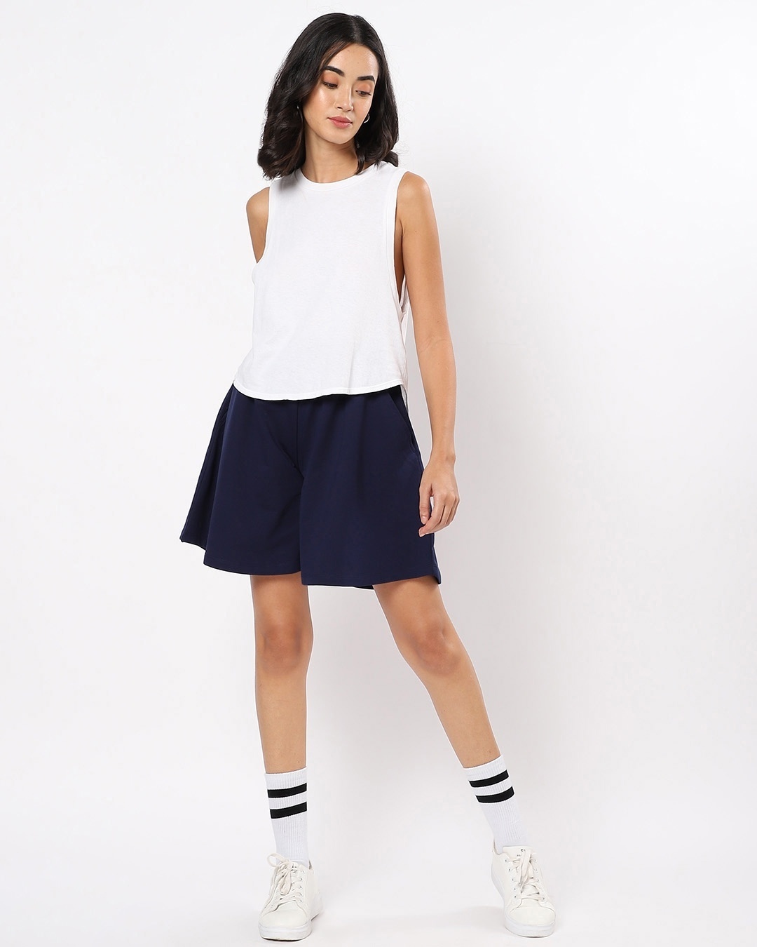 Shop Women's Blue Flared Fit Shorts-Full