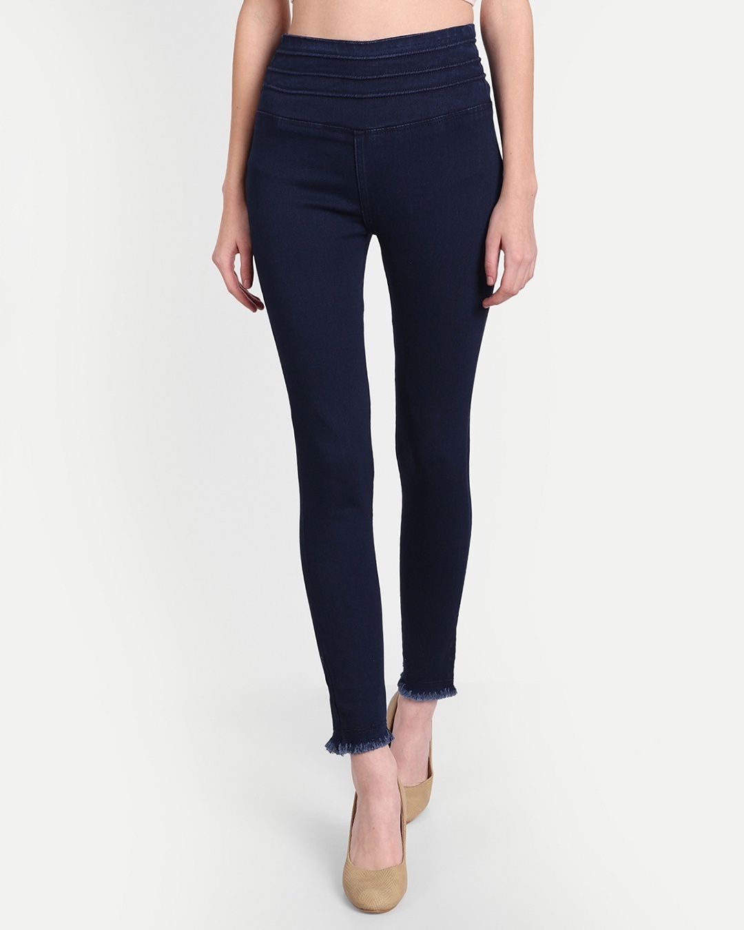 Buy Women's Blue Skinny Fit Jeggings Online at Bewakoof