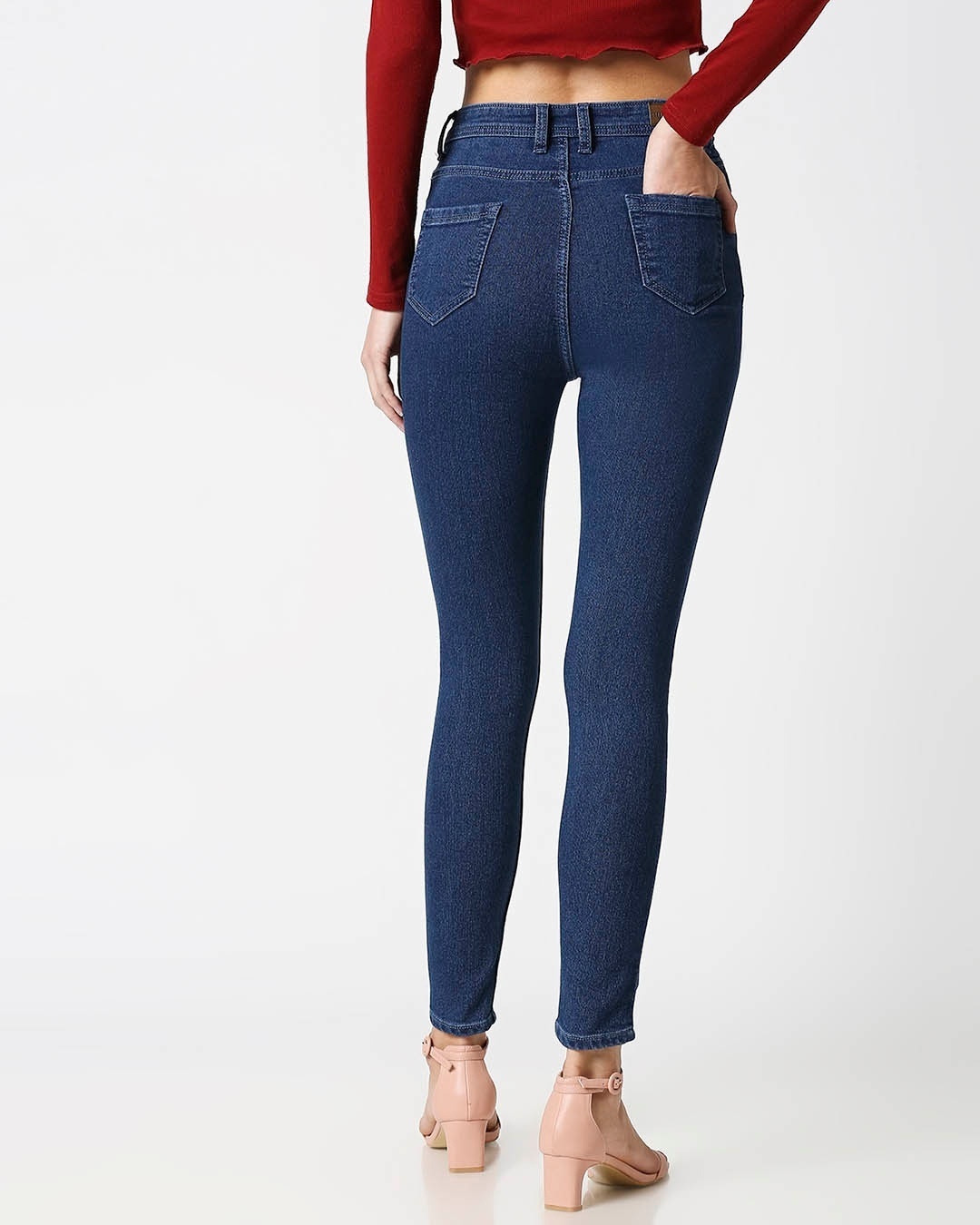 Shop Women's Blue Slim Fit High Rise Clean Look Jeans-Back