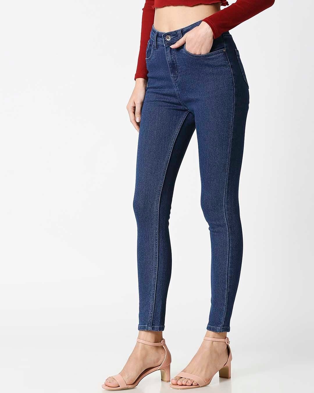 Shop Women's Blue Slim Fit High Rise Clean Look Jeans-Design