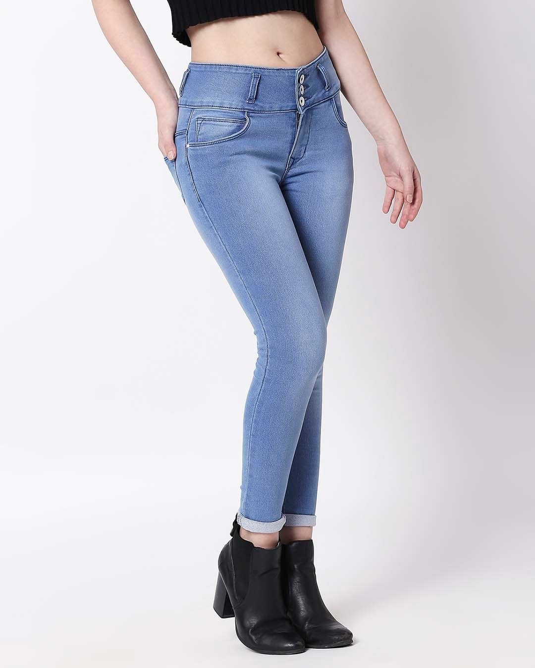 Shop Women's Blue Slim Fit High Rise Clean Look Stretchable Jeans-Design