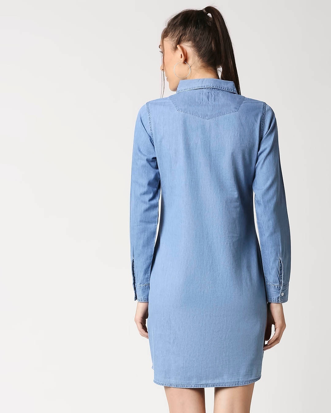 Shop Women's Blue Solid Shirt Dress-Design