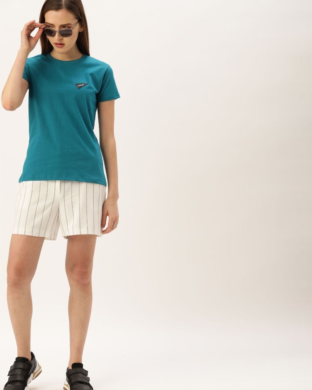 Shop Women's Blue Solid T-shirt