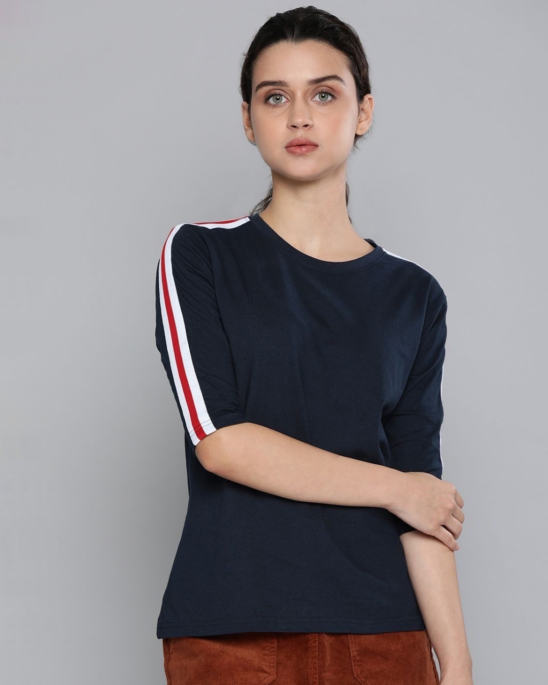 Shop Women's Blue Solid T-Shirt-Front