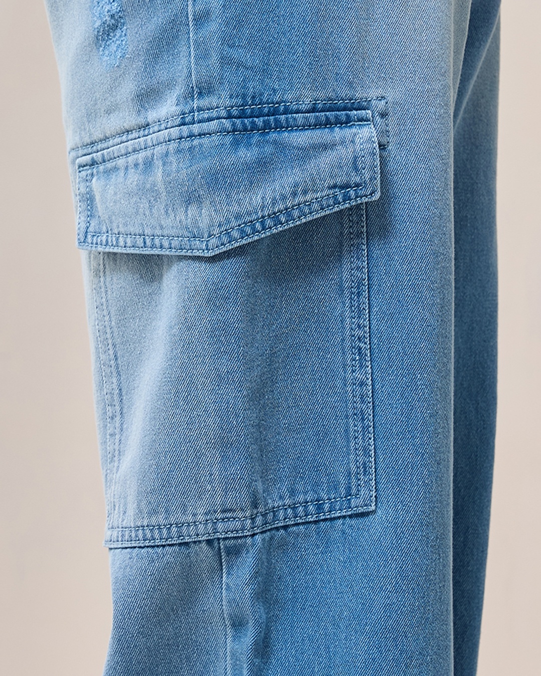 Blue Cargo Style Straight Fit Jeans