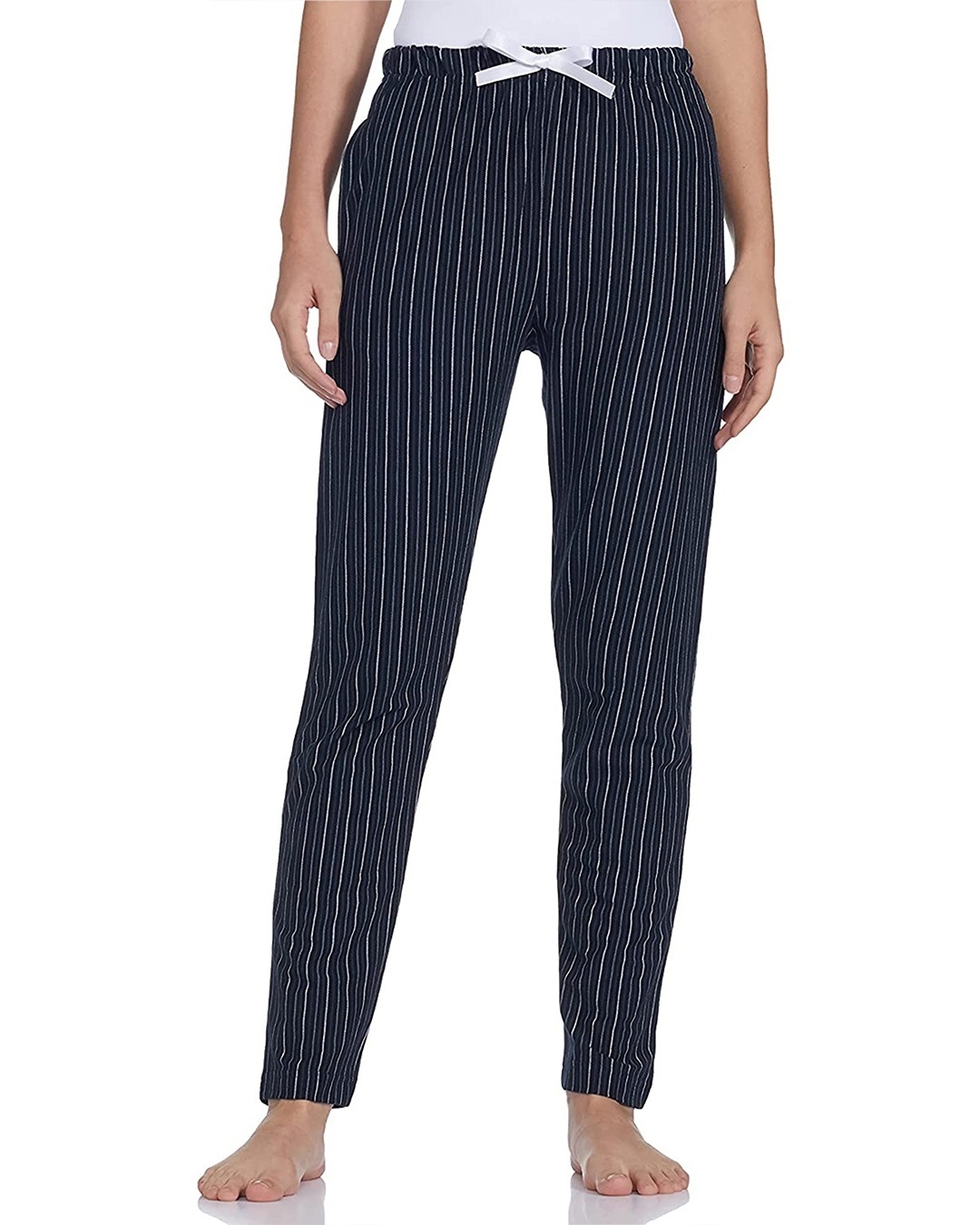 Shop Women's Blue Striped Cotton Pyjamas-Front